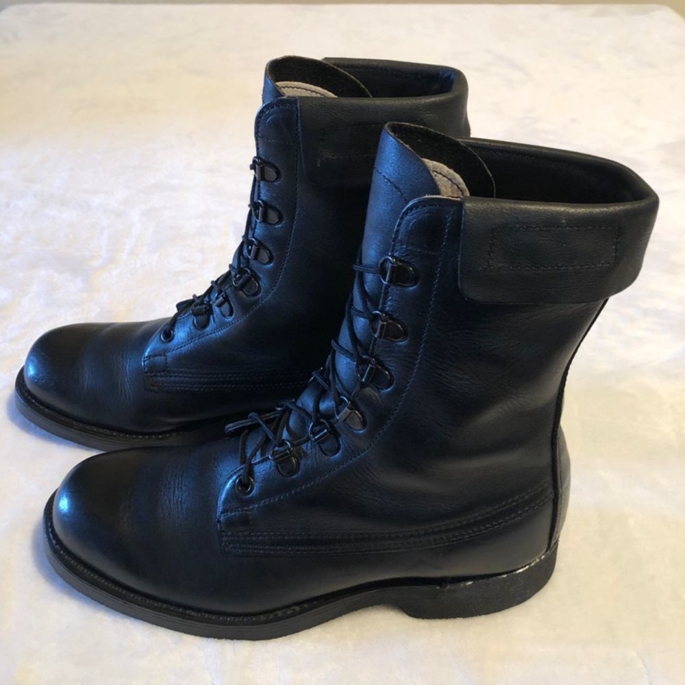 Addison Shoe Company Lace-Up Black Leather Combat Boots